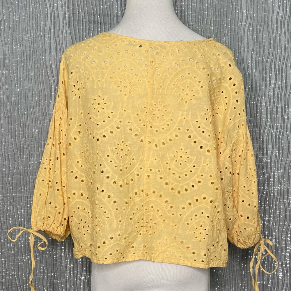 HYFVE golden eyelet split sleeve top